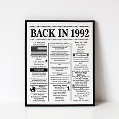 a black and white poster with the words back in 922 on it's front page