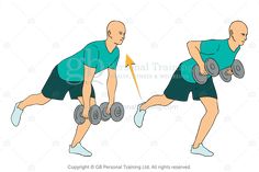 a man doing dumbbell exercises with weights