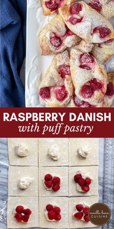 raspberry danish with puff pastry on a plate