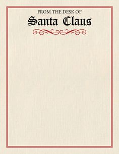 the front cover of from the desk of santa claus, with an ornate red border