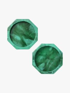 Two green octagonal marble coasters. Wine Coasters, Water Marks, Wine Bottles, Living Room Table, Coaster Set, Wine Bottle, Coasters, Marble, Wine