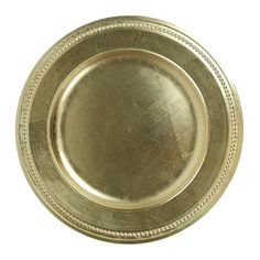 an empty gold plate on a white background