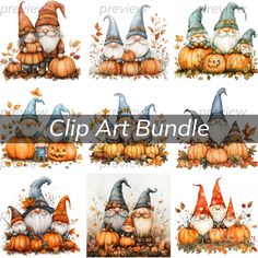 the clip art bundle includes pumpkins and gnomes