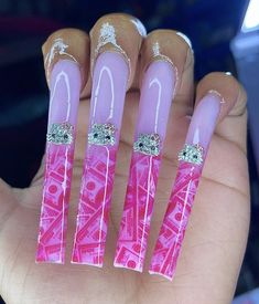 Pink Acrylic Nail Designs, Pink Rose Gold Nails, Healthy Food Shop, Lets Flamingle, Press On Toenails, Bling Nail Art, Business Nails, Nails Y2k, Hello Kitty Beach