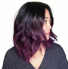 Vivid Lowlights, Brown Ombre Hair Color, Purple Balayage, Purple Ombre Hair