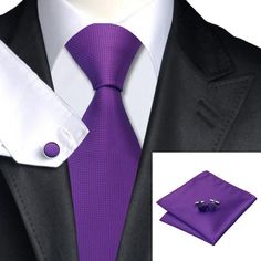 Tie, Handkerchief and Cufflinks In Purple - www.sophgent.com - 1 Formal Tie, Necktie Set, Mens Silk Ties, Tie Pattern, Men Formal, Red Tie, Cufflink Set, Tie Styles, Wedding Suits Men