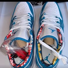 New, Blue Jordan’s Never Worn With Box And Extra Laces(Red) Questions? Leave A Comment Below Jordan 1 Stitch, Luxury Jordan Shoes With Red Sole For Sports, Luxury Red Jordan Shoes With Cushioned Footbed, Red White And Blue Jordan Shoes, Bad Bunny Blue Shoes, Air Jordan 1 Low Starfish, Blue Jordans, Air Jordan 1 Low, Jordan 1 Low