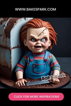 Slice Into the Horror: Chucky Doll Cakes You Have to See to Believe Chucky Cake, Doll Cake Design, Minecraft Cake Designs, Doll Cake Designs, World Of Horror, Hot Wheels Cake, Cake Design Ideas, Sugar Flowers Tutorial, Chucky Doll