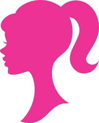 the silhouette of a woman's head is shown in pink on a white background