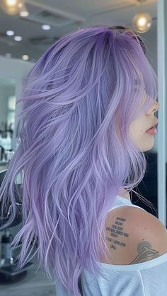 Blonde And Lavender Hair, Light Purple Hair Color Ideas, Purple And Blonde Hair, Lavender And Blonde Hair, Silver Lavender Hair, Adore Hair Dye, Pastel Purple Hair, Lavender Hair Colors, Light Purple Hair