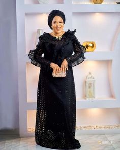 Black lace kaftan dress Dry Lace Gown Styles Nigerian, Lace Gown Styles Nigerian, Lace Kaftan, Kaftan Styles, Nigerian Outfits, Bubu Gown Styles, Nigerian Lace Styles Dress, Nigerian Lace Styles, Kaftan Gown