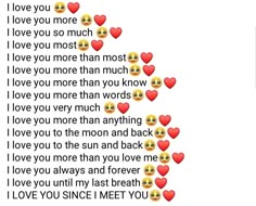 an image of emotication with hearts and words on white paper that say i love you