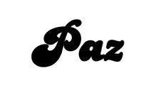 the word paz is written in black on a white background