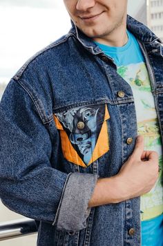 Denim Jacket Painted Men, Custom Denim