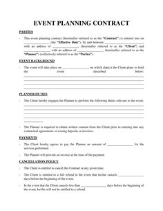 an event planning contract is shown