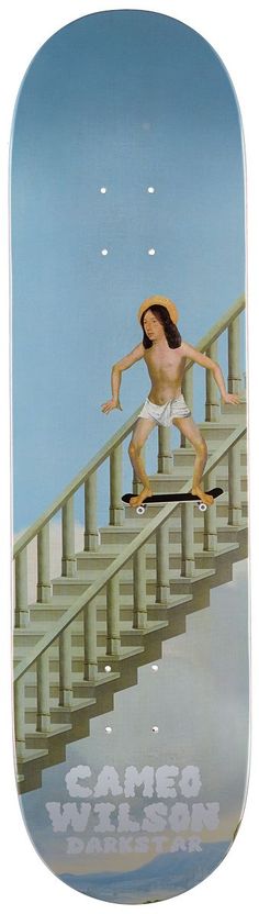 the skateboarder is going down the stairs with his board