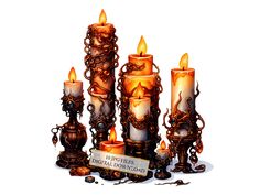 there are many candles that have been placed next to each other with the words dopphers written on them