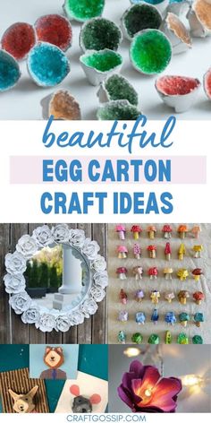 an egg carton craft idea with the words, beautiful egg carton crafts