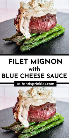 The perfect Valentine's Day dinner. This Filet Mignon with Blue Cheese Sauce is perfect for date night at home. Fancy Dinner Recipes Steak, Dinner Main Dishes, Romantic Lunch Ideas At Home, Valentine’s Day Supper Ideas, Restaurant Dinner Ideas, Valentines Day Meal Ideas, Valentines Dinner Ideas For Two, Romantic Keto Dinner For Two, Valentines Steak Dinner For Two