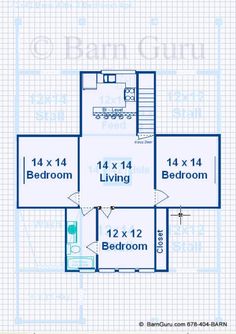 the floor plan for a two story house with three bedroom and one bathroom, including an attached