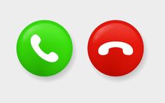 two red and green buttons with the same phone symbol