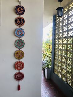 the wall hangings are decorated with different designs