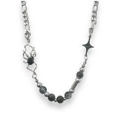 Unleash Your Inner Style With Our Spider Beads Necklace! Perfect For Streetwear Or Hip Hop Lovers, This Unisex Piece Adds A Touch Of Punk To Any Outfit. Show Off Your Unique Fashion Sense With This Eye-Catching Accessory. Necklace Length 19.0 Inch With 2.0 Inch Extension Chain, Chain Width 5 Mm. Spider Beads, Beads Necklace For Men, Women Streetwear, Mens Accessories Jewelry, Necklace For Men, Streetwear Women, Beads Necklace, Unisex Style, Silver Man