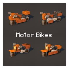 four different types of motor bikes with the words motor bikes on them in black and white