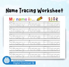 a printable worksheet with the words my name is and an image of two children