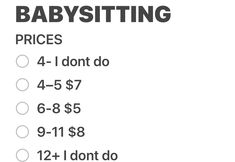 the babysitting price label is shown in black and white