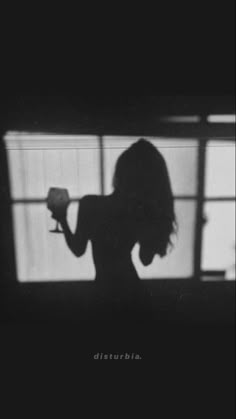 the silhouette of a woman holding a hair dryer in front of an open window