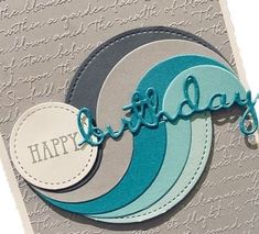 a happy birthday card with the word happy on it's front and bottom corner