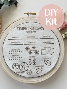 an embroidery kit with the instructions for simple stitches