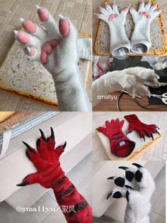 several pictures of different items made to look like hand puppets and hands with fingers on them