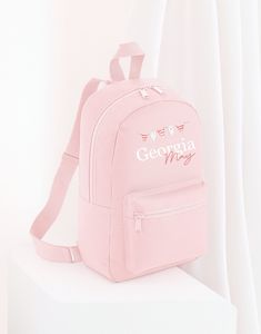 Our personalised name/initial backpack is the perfect gift for toddlers and infants to enjoy. Great for school as well as days out, this children's backpack will bring a smile to little ones faces. Featuring a useful zip-close pocket on the front, adjustable straps for when you end up carrying it and a fabric hook on the back. Our personalised backpack is the perfect gift for toddlers and infants to enjoy.  This backpack will bring a little magic to school, days out at the beach, picnics and hik Pink Bunting, Beach Picnics, Nursery Bag, Personalized Backpack, Childrens Backpacks, Backpack School, Pink Nursery, School Bag, School Days