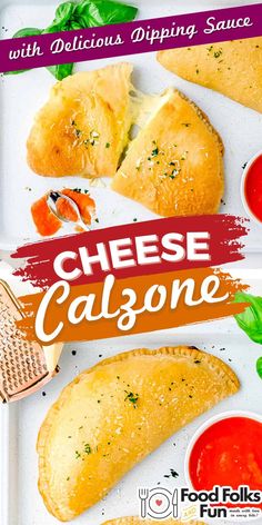 cheese calzonee with delicious dipping sauce on the side