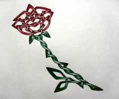 a drawing of a red rose on white paper