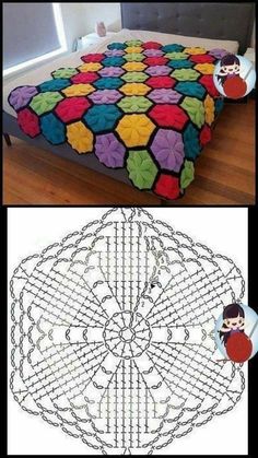 there is a bed that has been made out of crocheted material and the pattern on it