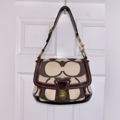 Vintage!!!!! Coach Legacy Cream Brown Canvas With Pebbled Leather Trim Flap Shoulder Bag. Large Open Front Pocket. Turnlock Flap Closure. Adjustable Strap Approximately 10" Drop. Excellent Condition!! Smoke Free Home Same Day Shipping Vintage Coach Purse, Y2k Bags, Dream Items, Coach Legacy, Dream Aesthetic, Xmas List, Vintage Coach Bags, Flap Shoulder Bag, Thrift Finds