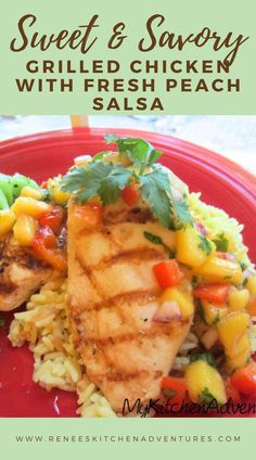 A plated grilled chicken breast topped with  fresh homemade peach salsa Fresh Summer Dinner, Healthy Baked Chicken Breast, Quick Pasta Recipes, Peach Salsa, Sheet Pan Dinners Recipes, Protein Packed Meals, Jalapeno Peppers, Easy Chicken Dinner Recipes