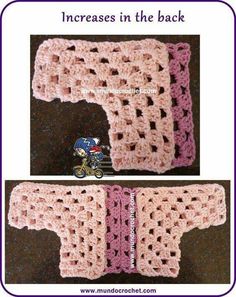 crocheted baby blanket with pink trims and the words increase in the back