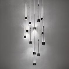 Precisely lined. V-groove flared glass radiates a prismatic glow. Staggered elements create a sense of motion, heightening the drama of this statement piece. dweLED Finish: Black dweLED Quill Square Multi-Light 4-CCT Pendant - Pendant Lights in Black | Size 70.62" H X 20" W | Perigold Light Cluster Pendant, V Groove, Cluster Pendant, Garden Lighting, Ceiling Pendant Lights, Pendant Lights, Lighting Fixtures, Pendant Lighting, Sense