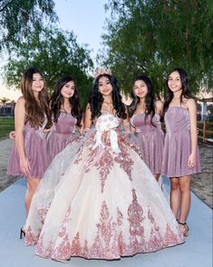 Classic Ball Gowns, Quince Picture Ideas, Quince Court, Quinceanera Court, Quinceañera Photoshoot Ideas, Quince Photoshoot Ideas, 15 Quinceanera, Quince Pictures, Quinceanera Pictures