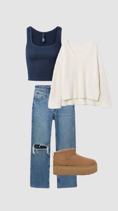 Back To School, Fall Outfits, A Woman, Boots, Blue, White, Autumn Outfits