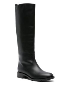 Scarosso Sofia knee-high Boots - Farfetch Black Calf Leather Knee-high Boots With Leather Sole, Luxury Black Wide Calf Knee-high Boots, Black Wide Calf Knee-high Boots For Riding, Designer Black Knee-high Boots With Leather Sole, Long Black Boots Farfetch, Cool Girl Style, Girl Style, Boots Black, Knee High Boots