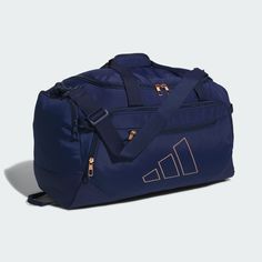 adidas Shop the Defender 5 Small Duffel Bag - Blue at adidas.com/us! See all the styles and colors of Defender 5 Small Duffel Bag - Blue at the official adidas online shop. Lock Logo, Luggage Trolley, Hiit Training, Adidas Shop, Adidas Online, Blue Rose, Weekender Bag, Duffel Bag, Blue Bags