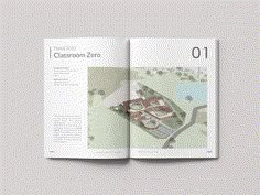 an open book showing the layout of a campus