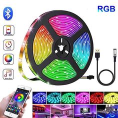 colorful led strip light with remote control for home and office use, rgb color changing