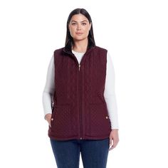 This plus size Weathercast multi-quilted plush lined vest is designed with strategic and modern quilting for a flattering and stylish fit. Click on this WOMEN'S GUIDE to find the perfect fit and more! This plus size Weathercast multi-quilted plush lined vest is designed with strategic and modern quilting for a flattering and stylish fit. Click on this WOMEN'S GUIDE to find the perfect fit and more! FEATURES Sleeveless Zip front closure Quilted exterior 2 side welt snap pockets Plush lining Trans Modern Quilting, Outerwear Coats, Merlot, Modern Quilts, Fabric Care, Quilting, Perfect Fit, Coats Jackets, Exterior