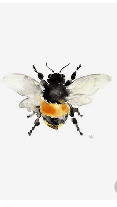 a painting of a bee on a white background